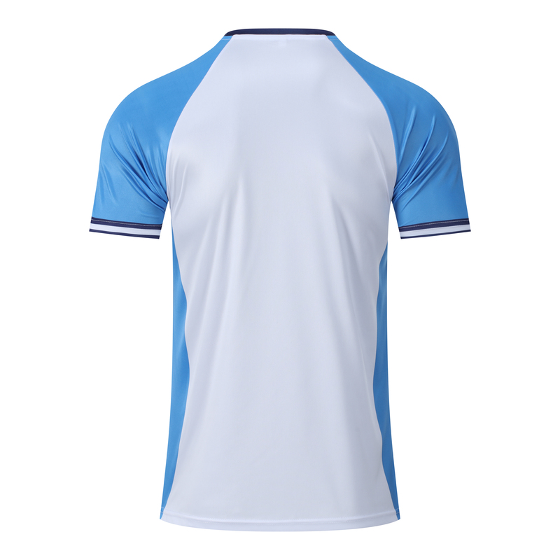 Football T-shirts-Crew Neck 150G Reversible Moisture Wicking-Blue & White-04